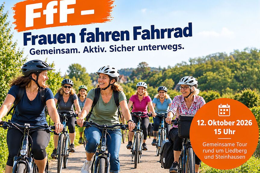 KI generiertes Bild, das eine fahradfahrende Frauengruppe zeigt.
